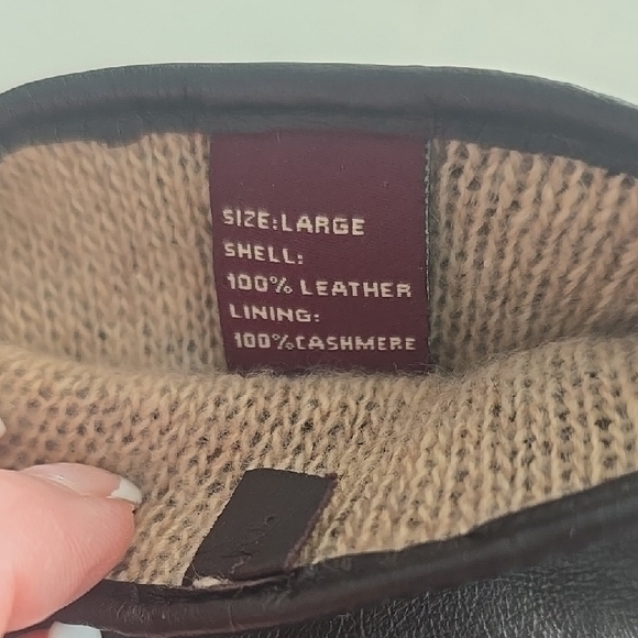 Etienne Aigner Black Leather Cashmere Lined Gloves with Gold Accents - Picture 3 of 4